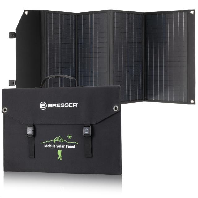 BRESSER Mobiles Solar-Ladegerät 120 Watt mit USB- u. DC-Anschluss 